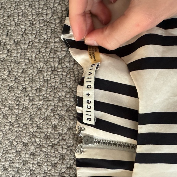 Alice + Olivia Black and White Striped Blouse - Picture 3 of 3